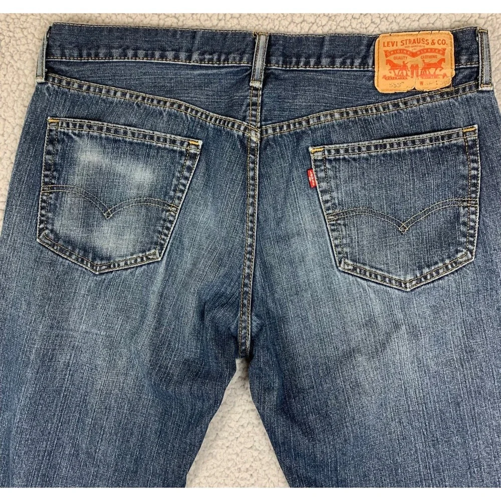 Levi's‎ 559 Jeans Mens 36x30 Blue Distressed Denim Relaxed Straight Fit